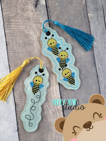 Cute Bumblebee Kawaii Bee Bookmark for 4x4 DIGITAL DOWNLOAD embroidery file ITH In the Hoop 0423 04