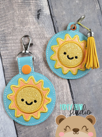 Sunny Day Kawaii Weather  Snap Tab, Eyelet Fob 4x4 SET DIGITAL DOWNLOAD embroidery file ITH In the Hoop 0523 02