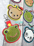 Round Animal Faces Bear, Frog, Panda Kawaii Big Set Snap Tab, Eyelet Fob 4x4 SET DIGITAL DOWNLOAD embroidery file ITH In the Hoop 012401
