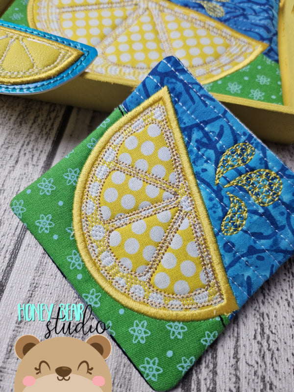 Lemon Lime Orange Summer Fruit Coaster Applique Quilted MUG RUG Set In ...