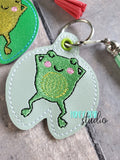 Lazy Frog on Lily Pad Snap Tab, Eyelet Fob 4x4 SET DIGITAL DOWNLOAD embroidery file ITH In the Hoop 0523 02
