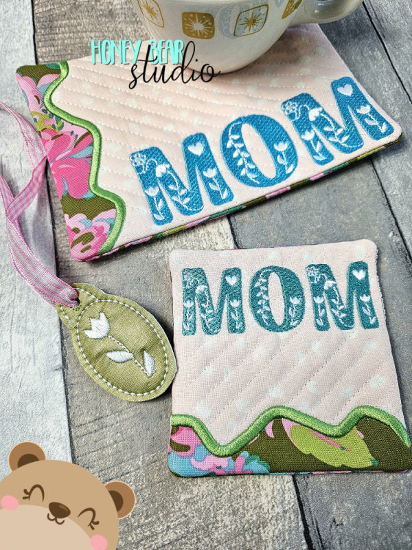 mothers day mom floral MUG RUG Coaster Set 4x4 5x7 Hoop – Honey Bear Studio