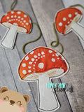 Sweet Woodland Winter Mushroom Toadstool Christmas Banner 4x4 & 5x7  DIGITAL DOWNLOAD embroidery file ITH In the Hoop 1123 01