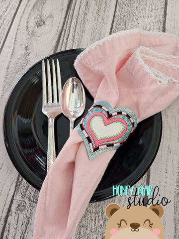 Wild Heart Valentine Napkin Ring Snap 4x4  DIGITAL DOWNLOAD embroidery file ITH In the Hoop 0124 02