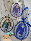 Nativity Silhouette Christmas Applique Ornament 4x4 & 5x7 DIGITAL DOWNLOAD embroidery file ITH In the Hoop 0923 02