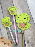 Valentine T-Rex Dinosaur includes PLANT STICK SIZE pencil topper AND straw slide for 4x4  DIGITAL DOWNLOAD embroidery file ITH In the Hoop 0124 04