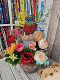 Sewing Notions Bouquet Arrangement on a STICK plant stakes stick signs applique 4x4 DIGITAL DOWNLOAD embroidery file ITH In the Hoop 0224 01