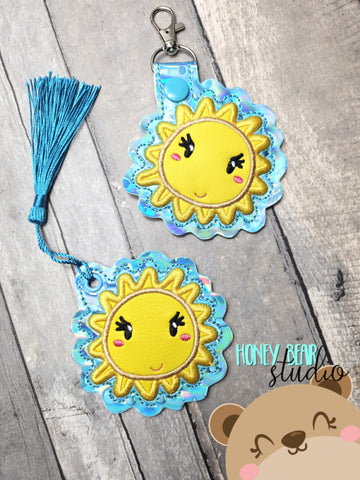 Let Your Light Shine Sunny Fob snap tab, or eyelet key fob  set 4x4  DIGITAL DOWNLOAD embroidery file ITH In the Hoop 0424 02