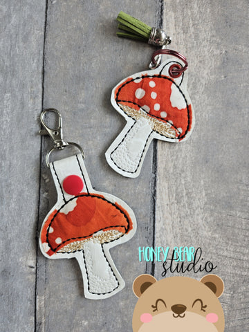 Toadstool app Snap Tab, Eyelet Fob 4x4 SET DIGITAL DOWNLOAD embroidery file ITH In the Hoop 1123 01