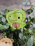 Valentine T-Rex Dinosaur includes PLANT STICK SIZE pencil topper AND straw slide for 4x4  DIGITAL DOWNLOAD embroidery file ITH In the Hoop 0124 04