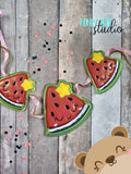 Kawaii Watermelon Slider Banner Pieces 4x4 5x7 DIGITAL DOWNLOAD embroidery file ITH In the Hoop 0623 01