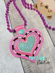 BEAD SNAPPER Wild Heart Applique 4x4  DIGITAL DOWNLOAD embroidery file ITH In the Hoop 012401