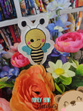 Cute Bumblebee Bee kawaii pencil topper AND straw slide PLANT STAKE for 4x4  DIGITAL DOWNLOAD embroidery file ITH In the Hoop 0224 02