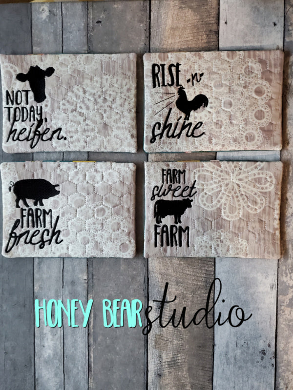 Farm Life MUG RUG Set 5x7 Cows Animals Heifer Country – Honey Bear Studio