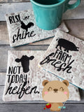 Farm Life MUG RUG pack 6 Designs Pack 5x7 DIGITAL DOWNLOAD embroidery file ITH In the Hoop 0221