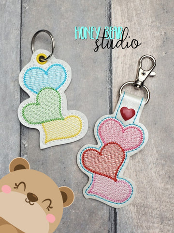 Sketchy Stacked Hearts Valentine Love Snap Tab, Eyelet SET DIGITAL DOWNLOAD embroidery file ITH In the Hoop 1222