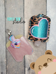 Satin Motif Heart Applique Sanitizer Holder 4x4 And 5x7 single hooping DIGITAL DOWNLOAD embroidery file ITH In the Hoop 1222
