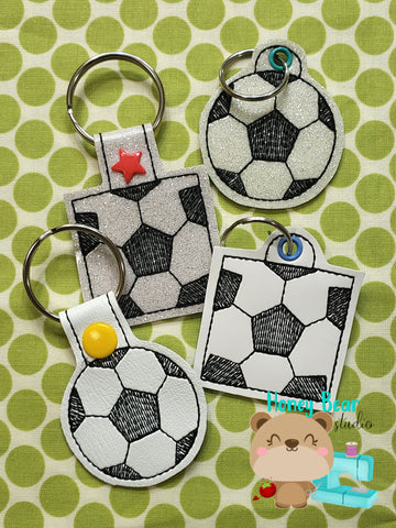 Sports Soccer Round and Square Ball Snap Tab, Eyelet SET DIGITAL DOWNLOAD embroidery file ITH In the Hoop