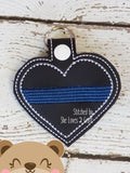 Blue Line Police Officer snap tab, or eyelet APPLIQUE AND SKETCH for 4x4  DIGITAL DOWNLOAD embroidery file ITH In the Hoop Mar 2020