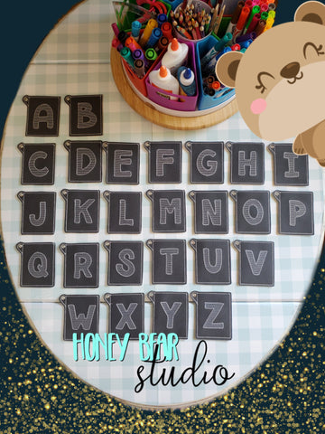 ABC card pocket set Alphabet Letter FULL SET! A to Z Chalkboard for 4x4 mini cards  DIGITAL DOWNLOAD embroidery file ITH In the Hoop 0821