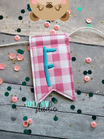 AddiePoo Font Alphabet Letter F Flag Banner Piece 4x4 DIGITAL DOWNLOAD embroidery file ITH In the Hoop 0322