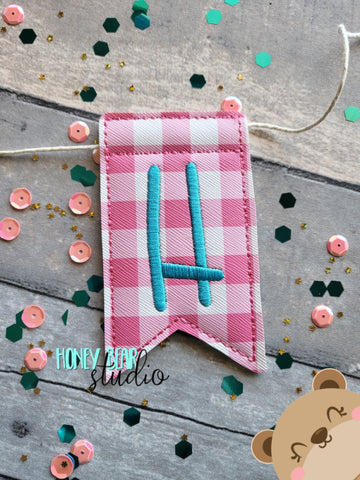 AddiePoo Font Alphabet Letter H Flag Banner Piece 4x4 DIGITAL DOWNLOAD embroidery file ITH In the Hoop 0322