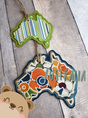 Australia Applique Christmas Ornament  4x4 5x7 DIGITAL DOWNLOAD embroidery file ITH In the Hoop