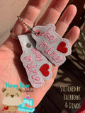 Be Mine Heart Valentine snap tab, or eyelet fob for 4x4  DIGITAL DOWNLOAD embroidery file ITH In the Hoop Jan 28 2019