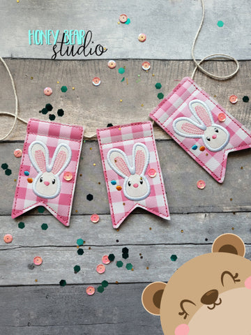 AddiePoo Bunny Flag Banner Piece 4x4 DIGITAL DOWNLOAD embroidery file ITH In the Hoop 0322