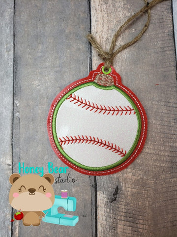 Sports Christmas Softball Baseball Applique  4x4 DIGITAL DOWNLOAD embroidery file ITH In the Hoop Nov 2019