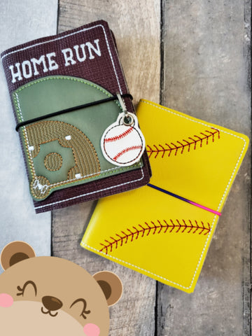 Sports Baseball Softball Set Covers for Mini Composition Book 5x7 DIGITAL DOWNLOAD embroidery file ITH In the Hoop 0521