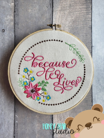 Because He Lives Round Wreath Floral Embroidery 4x4, 5x7, 7x7, DIGITAL DOWNLOAD 0422
