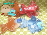 Big Mouth Fish snap tab or eyelet for 4x4  DIGITAL DOWNLOAD embroidery file ITH In the Hoop