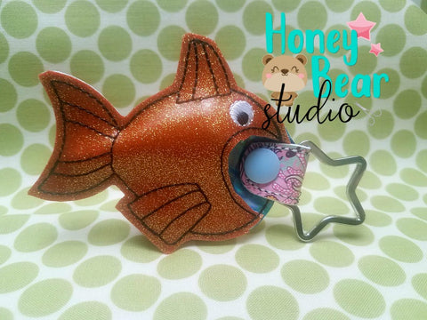 Big Mouth Fish snap tab or eyelet for 4x4  DIGITAL DOWNLOAD embroidery file ITH In the Hoop