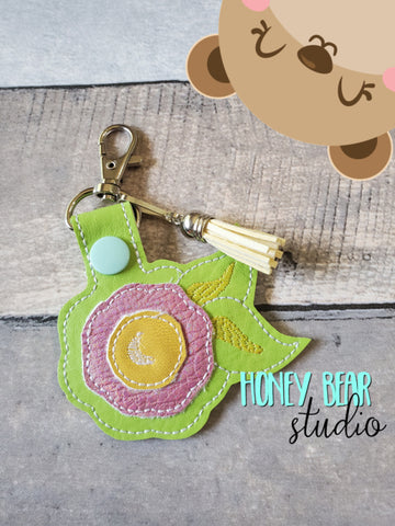 Blossom Applique Snap Tab, Eyelet Fob 4x4 SET DIGITAL DOWNLOAD embroidery file ITH In the Hoop 0721