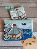 Painted Sailboat Applique COASTER and MUG RUG Set 4x4 5x7 1 design DIGITAL DOWNLOAD embroidery file ITH In the Hoop 0222