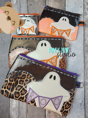 Boo Ghost Cute Halloween Applique Top Zip Bag 4x4, 5x7, 6x10, 7x12 DIGITAL DOWNLOAD embroidery file ITH In the Hoop 0922