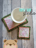 Plain Bordered Applique COASTER and MUG RUG Set 4x4 5x7 1 design DIGITAL DOWNLOAD embroidery file ITH In the Hoop 1121