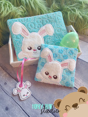 Easter Bunny Applique COASTER and MUG RUG Set 4x4 5x7  DIGITAL DOWNLOAD embroidery file ITH In the Hoop 0422