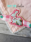 Bunny Applique Napkin Ring Snap 4x4  DIGITAL DOWNLOAD embroidery file ITH In the Hoop 0221