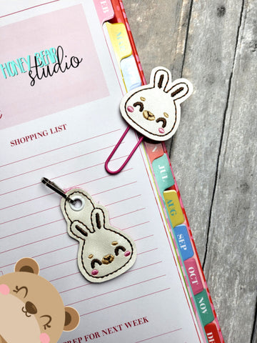 Bunny Head Kawaii Rabbit  feltie SET, feltie, charm or zipper pull eyelet for 4x4  DIGITAL DOWNLOAD embroidery file ITH In the Hoop 0123