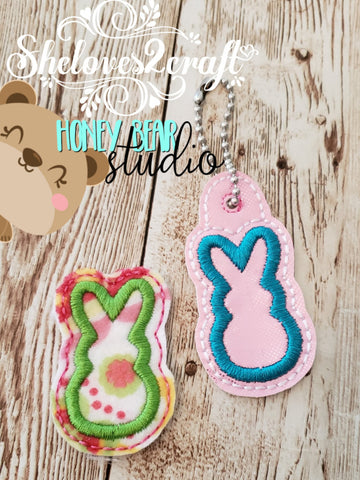 Bunny Shape Applique feltie SET, feltie, charm or zipper pull eyelet for 4x4  DIGITAL DOWNLOAD embroidery file ITH In the Hoop 0422