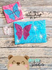 Butterfly Applique COASTER and MUG RUG Set 4x4 5x7 DIGITAL DOWNLOAD embroidery file ITH In the Hoop 0122