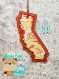 California State Applique Christmas Ornament MS 4x4 5x7 DIGITAL DOWNLOAD embroidery file ITH In the Hoop