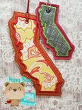 California State Applique Christmas Ornament MS 4x4 5x7 DIGITAL DOWNLOAD embroidery file ITH In the Hoop
