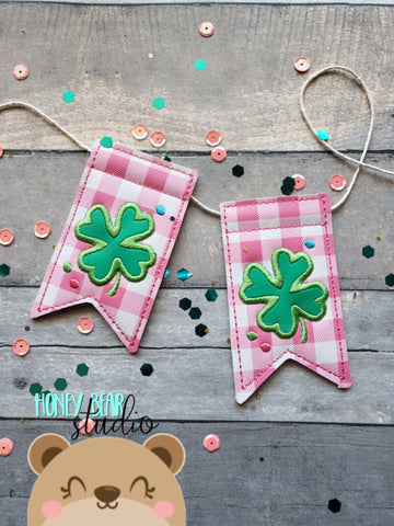 AddiePoo Clover Flag Banner Piece 4x4 DIGITAL DOWNLOAD embroidery file ITH In the Hoop 0322