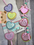 Conversations Hearts 3D Door Wall Hanger Set  for 4x4 ONLY DIGITAL DOWNLOAD embroidery file ITH In the Hoop 0123