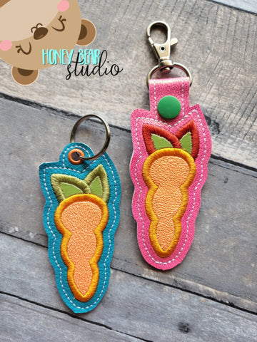 Carrot Applique Snap Tab, Eyelet SET DIGITAL DOWNLOAD embroidery file ITH In the Hoop 0422