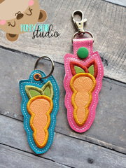 Carrot Applique Snap Tab, Eyelet SET DIGITAL DOWNLOAD embroidery file ITH In the Hoop 0422