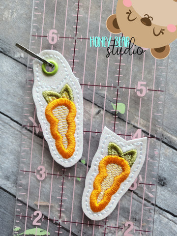 Carrot feltie SET, feltie, charm or zipper pull eyelet for 4x4  DIGITAL DOWNLOAD embroidery file ITH In the Hoop 0422